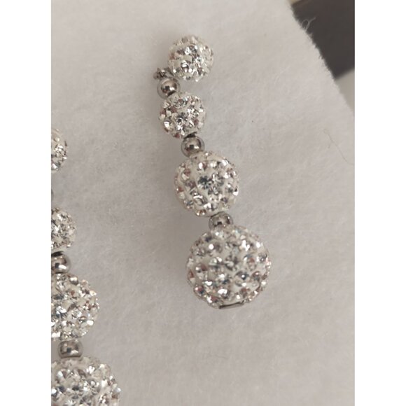Sterling Silver & Cubic Zirconia Statement Dangle 4 Ball Stud Earrings - Picture 5 of 6